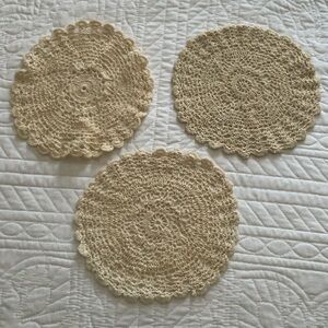 Vintage Cotton Doilies, Appliqués, 8” Lot of 3 Color: Ecru